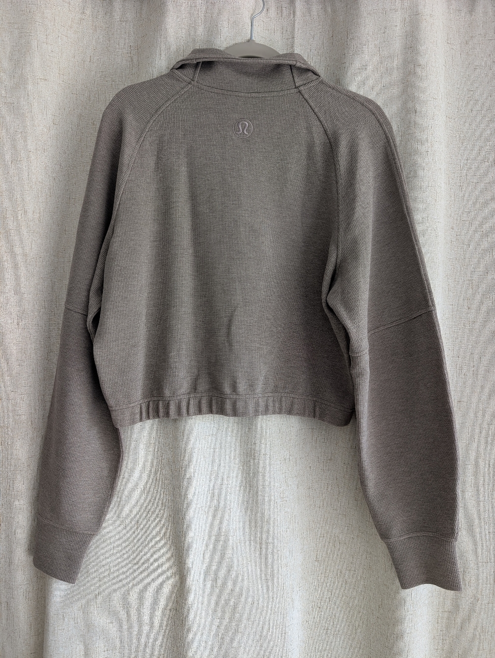 Lululemon Scuba Cropped Funnel-Neck Half Zip Waffle Heathered Warm Ash Grey - Picture 6 of 15